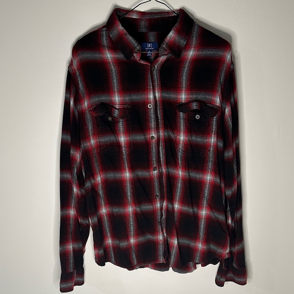 George Men's Plaid Shirt in Red and Black